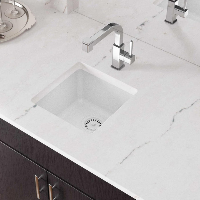 Elkay ELG1616WH0 Quartz Classic 15-3/4" x 15-3/4" x 7-11/16" Dual Mount Bar Sink, White