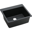 Elkay ELG2522BK0 Quartz Classic 25" x 22" x 9-1/2", Single Bowl Top Mount Kitchen Sink, Black