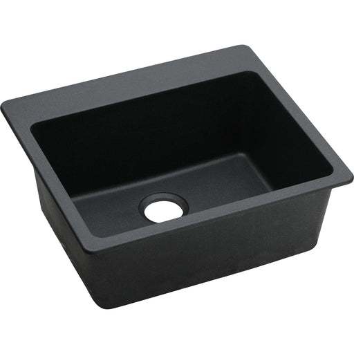 Elkay ELG2522BK0 Quartz Classic 25" x 22" x 9-1/2", Single Bowl Top Mount Kitchen Sink, Black