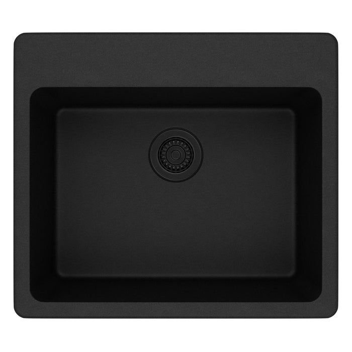 Elkay ELG2522BK0 Quartz Classic 25" x 22" x 9-1/2", Single Bowl Top Mount Kitchen Sink, Black
