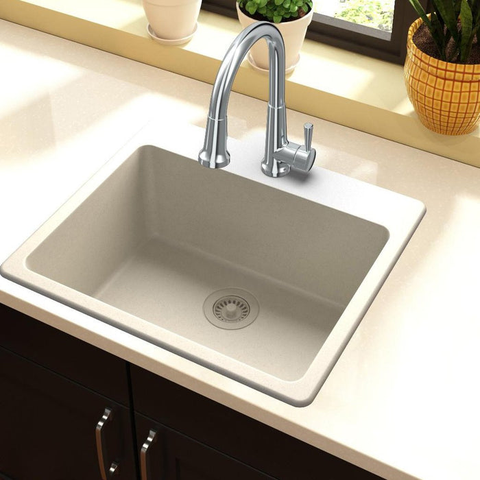 Elkay ELG2522BQ0 Quartz Classic 25" x 22" x 9-1/2", Single Bowl Top Mount Kitchen Sink, Bisque