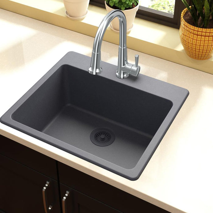 Elkay ELG2522GY0 Quartz Classic 25" x 22" x 9-1/2", Single Bowl Top Mount Kitchen Sink, Dusk Gray