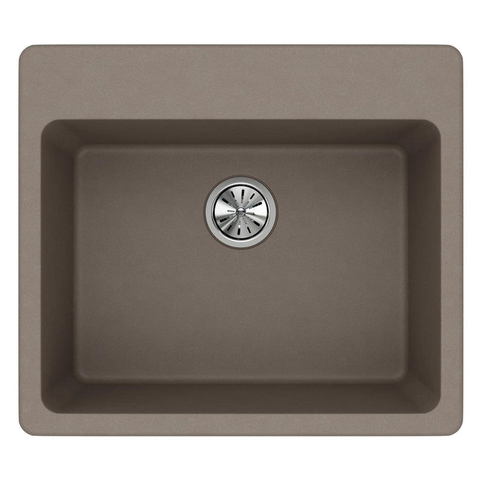 Elkay ELG2522GR0 Quartz Classic 25" x 22" x 9-1/2", Single Bowl Top Mount Kitchen Sink, Greige