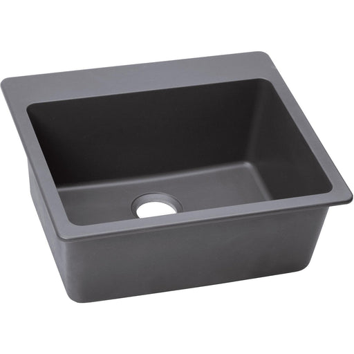 Elkay ELG2522GS0 Quartz Classic 25" x 22" x 9-1/2", Single Bowl Top Mount Kitchen Sink, Greystone