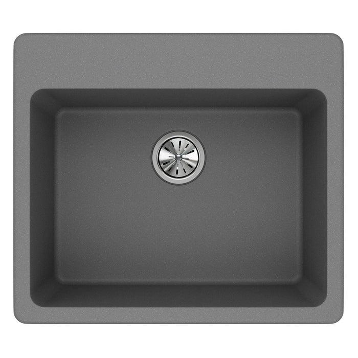 Elkay ELG2522GS0 Quartz Classic 25" x 22" x 9-1/2", Single Bowl Top Mount Kitchen Sink, Greystone