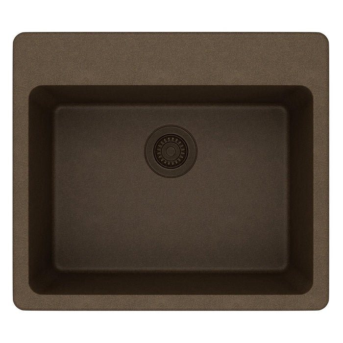 Elkay ELG2522MC0 Quartz Classic 25" x 22" x 9-1/2", Single Bowl Top Mount Kitchen Sink, Mocha