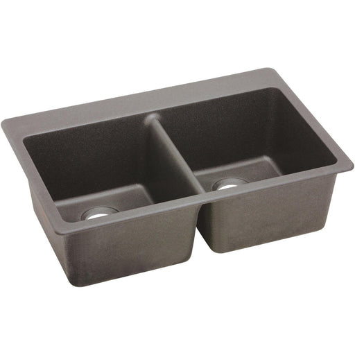 Elkay ELG3322GR0 Quartz Classic 33" x 22" x 9-1/2", Double Bowl Top Mount Kitchen Sink, Greige