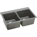 Elkay ELG3322GS0 Quartz Classic 33" x 22" x 9-1/2", Double Bowl Top Mount Kitchen Sink, Greystone
