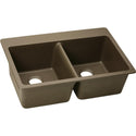 Elkay ELG3322MC0 Quartz Classic 33" x 22" x 9-1/2", Equal Double Bowl Top Mount Kitchen Sink, Mocha
