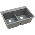 Elkay ELGDLB3322GS0 Quartz Classic 33 x 22 x 10" 2-Bowl Top Mount Kitchen Sink, Aqua Divide, Greystone