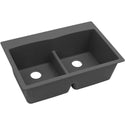 Elkay ELGDLB3322GY0 Quartz Classic 33 x 22 x 10" 2-Bowl Top Mount Kitchen Sink, Aqua Divide, Dusk Gray