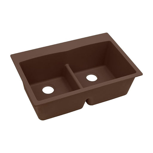 Elkay ELGDLB3322MC0 Quartz Classic 33 x 22 x 10" 2-Bowl Top Mount Kitchen Sink with Aqua Divide, Mocha
