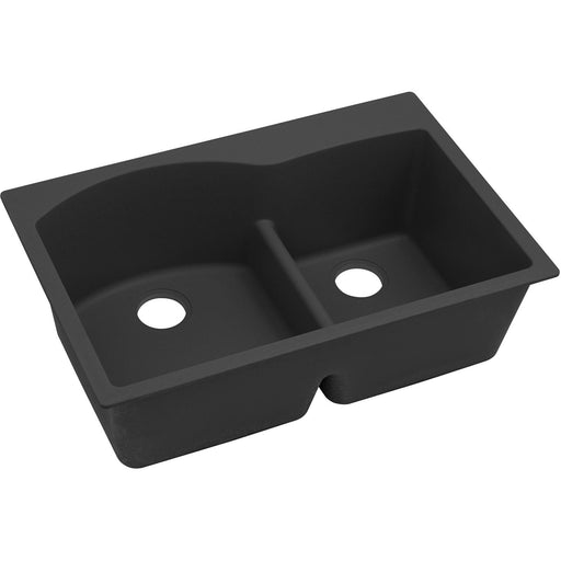Elkay ELGH3322RBK0 Quartz Classic 33 x 22 x 10" 2-Bowl Top Mount Kitchen Sink, Aqua Divide, Black
