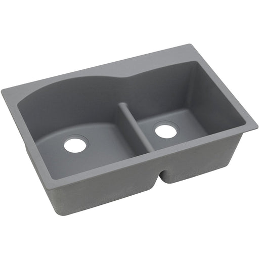 Elkay ELGH3322RGS0 Quartz Classic 33 x 22 x 10" 2-Bowl Top Mount Kitchen Sink, Aqua Divide, Greystone