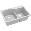 Elkay ELGH3322RWH0 Quartz Classic 33 x 22 x 10" 2-Bowl Top Mount Kitchen Sink, Aqua Divide, White