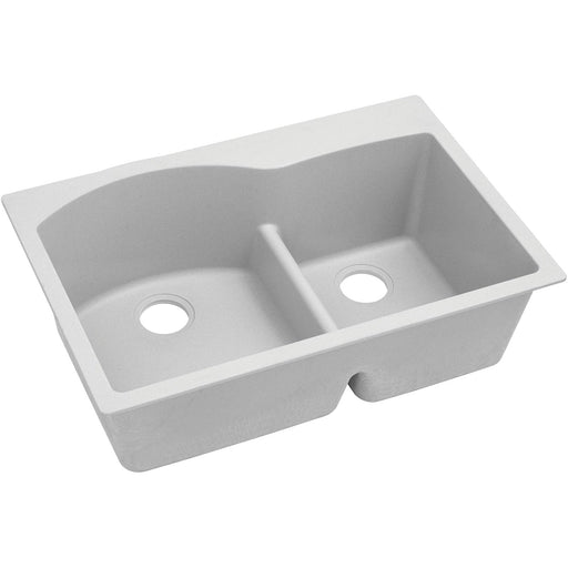 Elkay ELGH3322RWH0 Quartz Classic 33 x 22 x 10" 2-Bowl Top Mount Kitchen Sink, Aqua Divide, White