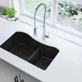 Elkay ELGHU3220RBK0 Quartz Classic 32-1/2" x 20" x 10", 60/40 2-Bowl Undermount Kitchen Sink, Black