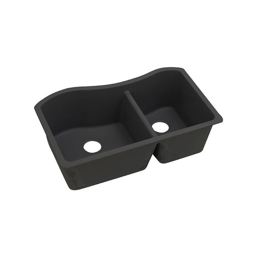 Elkay ELGHU3220RBK0 Quartz Classic 32-1/2" x 20" x 10", 60/40 2-Bowl Undermount Kitchen Sink, Black