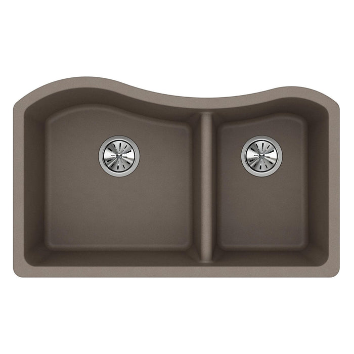 Elkay ELGHU3220RGR0 Quartz Classic 32-1/2" x 20" x 10", 60/40 2-Bowl Undermount Kitchen Sink, Greige
