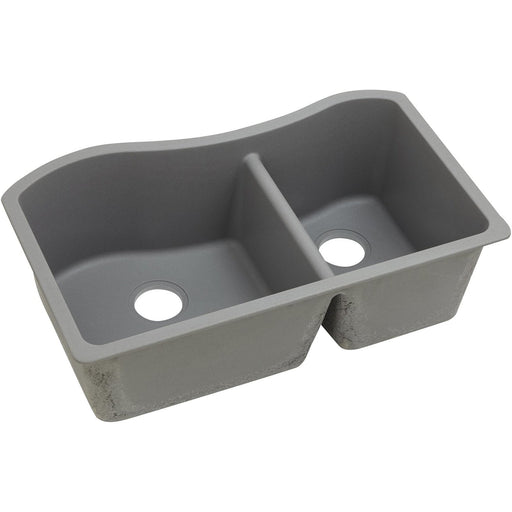 Elkay ELGHU3220RGS0 Quartz Classic 32-1/2" x 20" x 10" 60/40 2-Bowl Undermount Kitchen Sink, Greystone