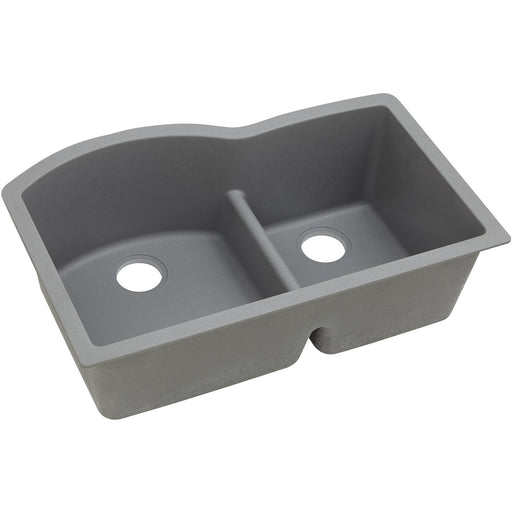 Elkay ELGHU3322RGS0 Quartz Classic 33 x 22 x 10" 2-Bowl Undermount Kitchen Sink, Greystone