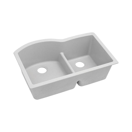 Elkay ELGHU3322RWH0 Quartz Classic 33 x 22 x 10" 2-Bowl Undermount Kitchen Sink, Aqua Divide, White