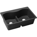 Elkay ELGLB3322BK0 Quartz Classic 33 x 22 x 9-1/2" 2-Bowl Top Mount Kitchen Sink, Aqua Divide, Black