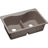 Elkay ELGLB3322GR0 Quartz Classic Equal Double Bowl Top Mount Sink with Aqua Divide, Greige