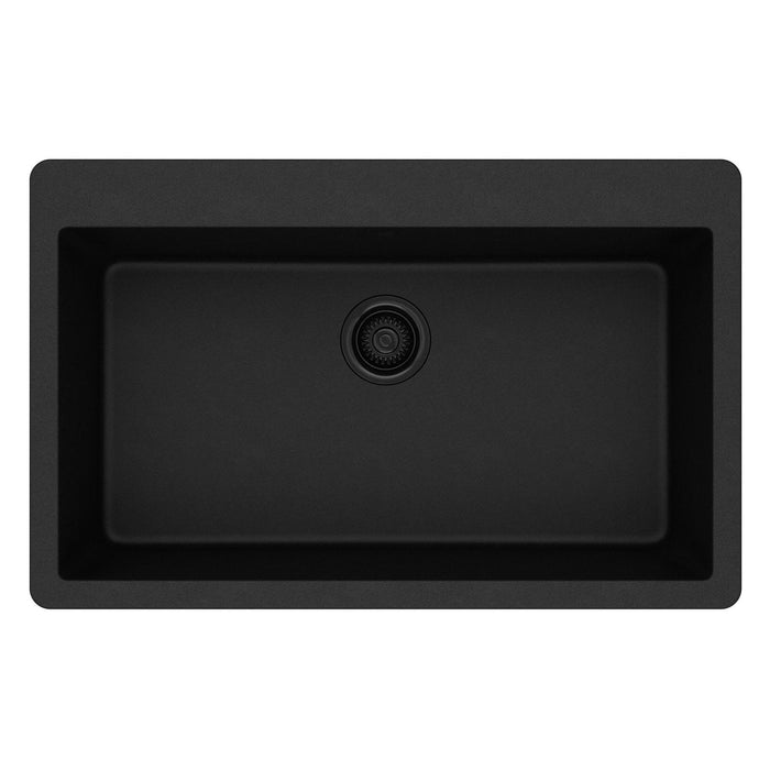 Elkay ELGR13322BK0 Quartz Classic 33" x 20-7/8" x 9-7/16", Single Bowl Top Mount Kitchen Sink, Black