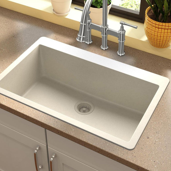 Elkay ELGR13322BQ0 Quartz Classic 33" x 20-7/8" x 9-7/16", Single Bowl Top Mount Kitchen Sink, Bisque