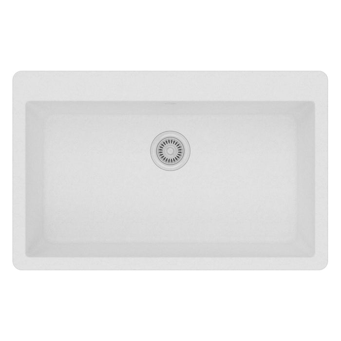 Elkay ELGR13322WH0 Quartz Classic 33" x 20-7/8" x 9-7/16", Single Bowl Top Mount Kitchen Sink, White