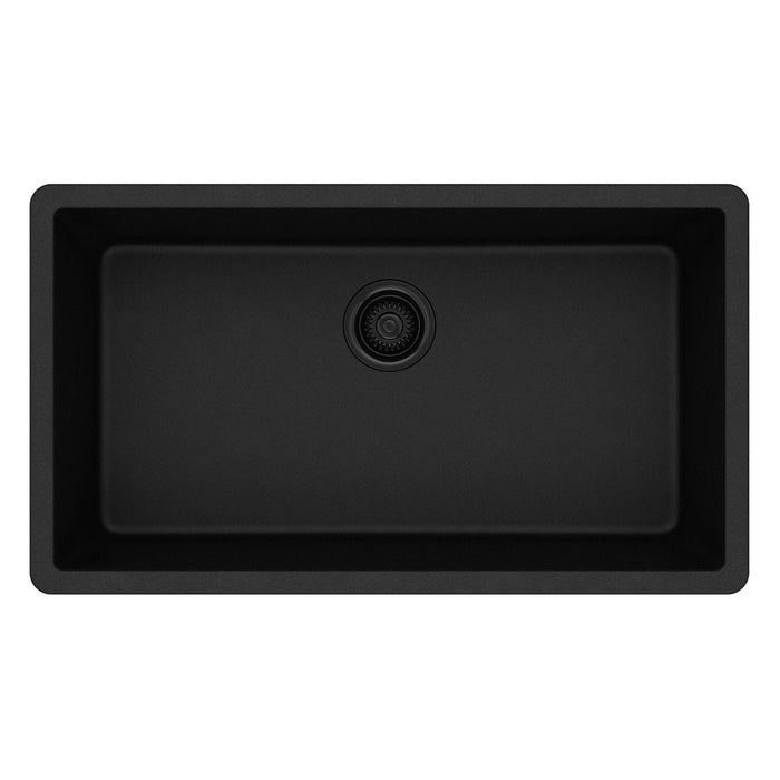 Elkay ELGRU13322BK0 Quartz Classic 33" x 18-7/16" x 9-7/16", 1-Bowl Undermount Kitchen Sink, Black