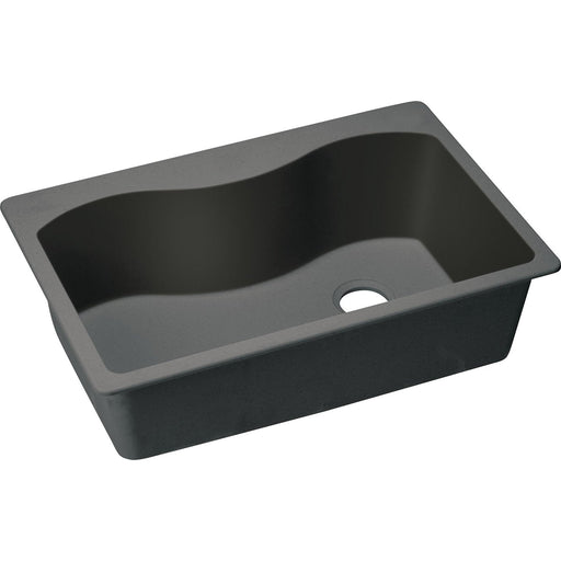 Elkay ELGS3322RBK0 Quartz Classic 33" x 22" x 9-1/2", Single Bowl Top Mount Kitchen Sink, Black