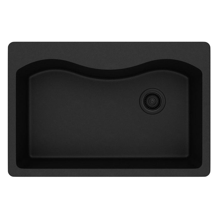 Elkay ELGS3322RBK0 Quartz Classic 33" x 22" x 9-1/2", Single Bowl Top Mount Kitchen Sink, Black