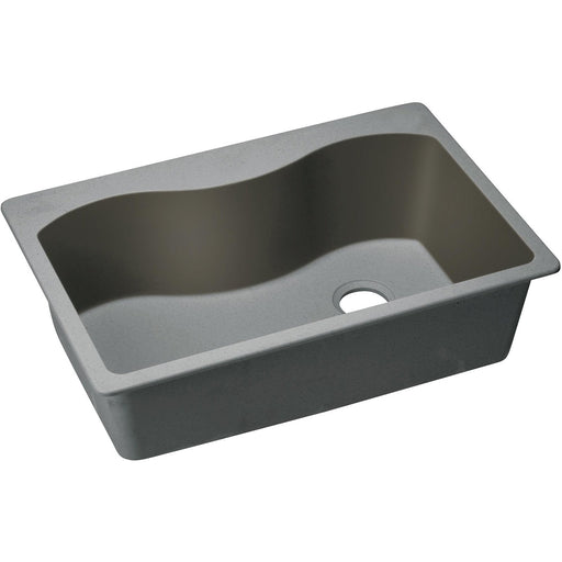 Elkay ELGS3322RGS0 Quartz Classic 33" x 22" x 9-1/2", Single Bowl Top Mount Kitchen Sink, Greystone