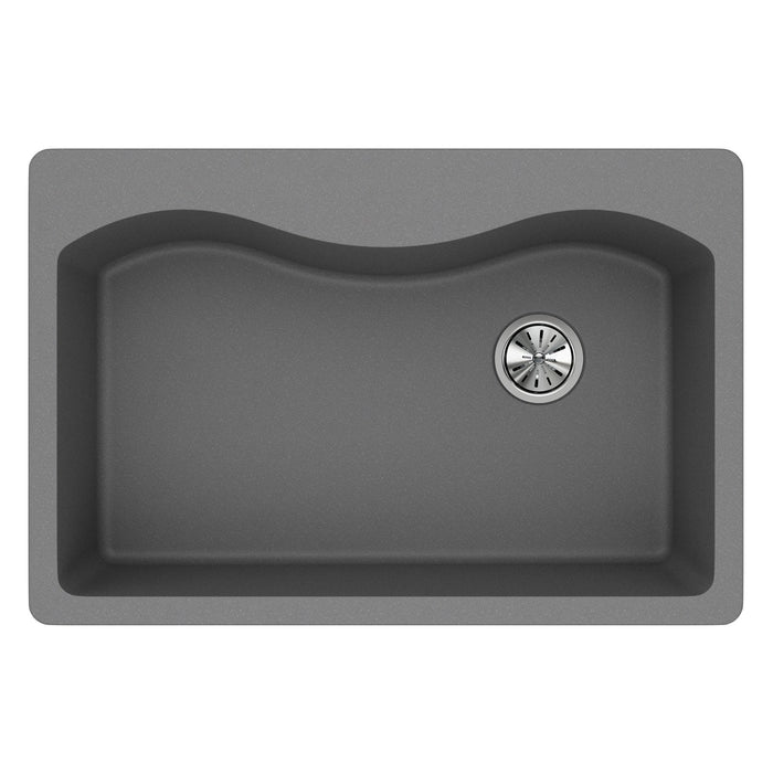 Elkay ELGS3322RGS0 Quartz Classic 33" x 22" x 9-1/2", Single Bowl Top Mount Kitchen Sink, Greystone