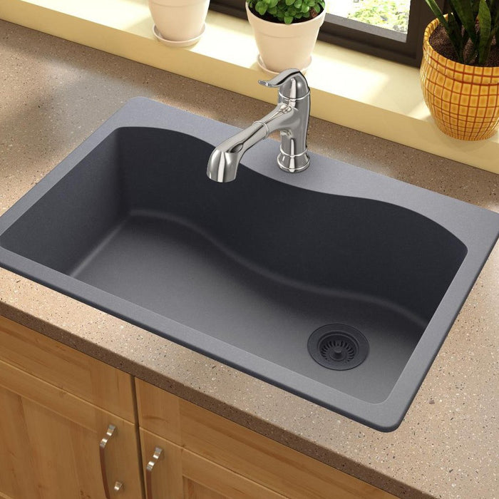 Elkay ELGS3322RGY0 Quartz Classic 33" x 22" x 9-1/2", Single Bowl Top Mount Kitchen Sink, Dusk Gray