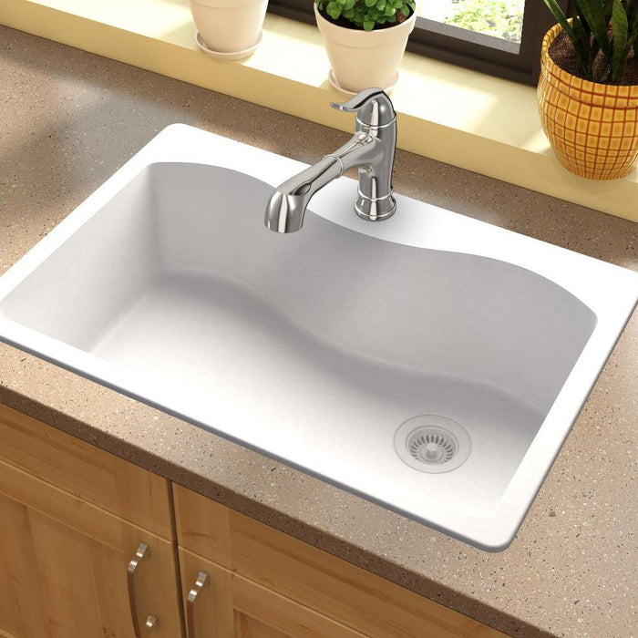 Elkay ELGS3322RWH0 Quartz Classic 33" x 22" x 9-1/2", Single Bowl Top Mount Kitchen Sink, White
