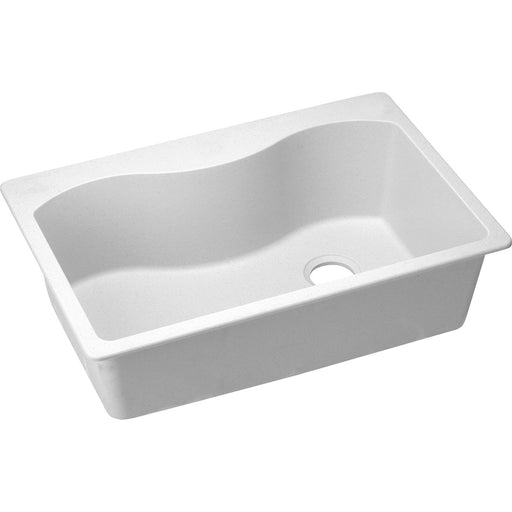 Elkay ELGS3322RWH0 Quartz Classic 33" x 22" x 9-1/2", Single Bowl Top Mount Kitchen Sink, White
