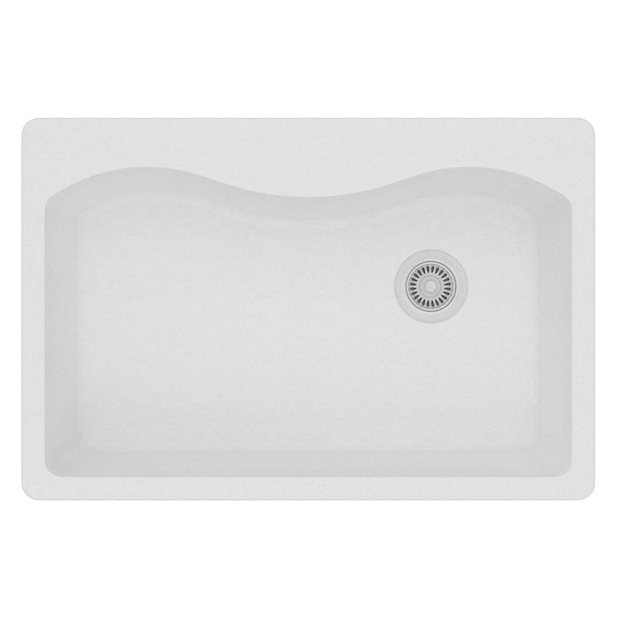 Elkay ELGS3322RWH0 Quartz Classic 33" x 22" x 9-1/2", Single Bowl Top Mount Kitchen Sink, White