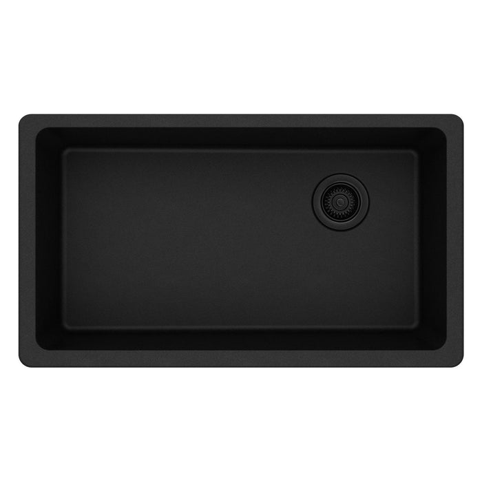 Elkay ELGU13322BK0 Quartz Classic 33" x 18-3/4" x 9-1/2", Single Bowl Undermount Kitchen Sink, Black