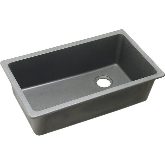 Elkay ELGU13322GS0 Quartz Classic 33" x 18-3/4" x 9-1/2", 1-Bowl Undermount Kitchen Sink, Greystone