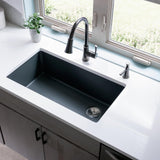 Elkay ELGU13322GS0 Quartz Classic 33" x 18-3/4" x 9-1/2", 1-Bowl Undermount Kitchen Sink, Greystone