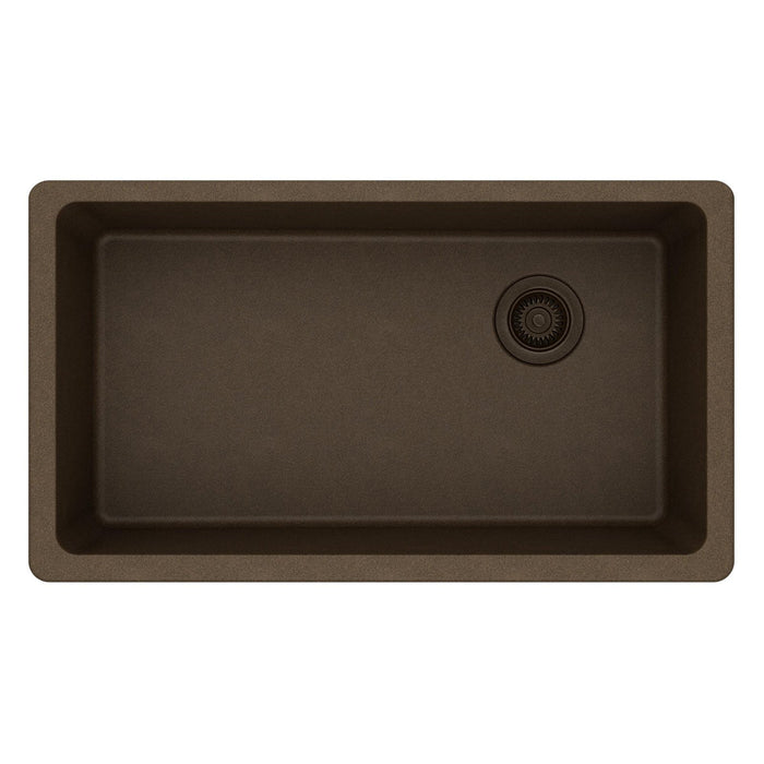 Elkay ELGU13322MC0 Quartz Classic 33" x 18-3/4" x 9-1/2", Single Bowl Undermount Kitchen Sink, Mocha