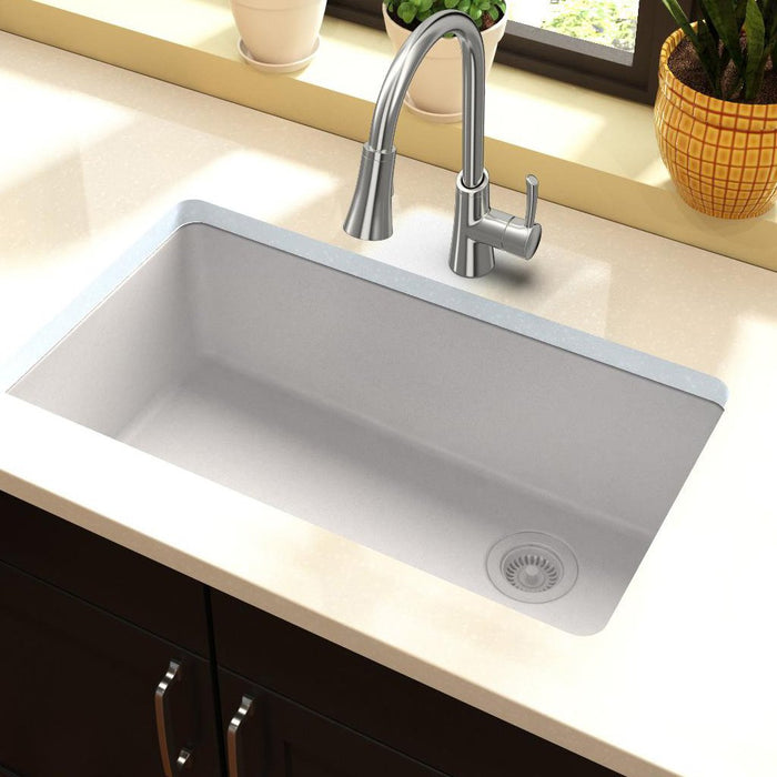 Elkay ELGU13322WH0 Quartz Classic 33" x 18-3/4" x 9-1/2", Single Bowl Undermount Kitchen Sink, White