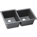 Elkay ELGU250RGS0 Quartz Classic 33" x 20-1/2" x 9-1/2" 2-Bowl Undermount Kitchen Sink, Greystone