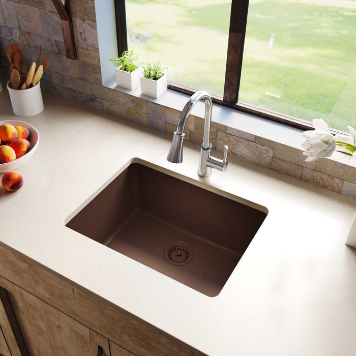 Elkay ELGU2522MC0 Quartz Classic 24-5/8" x 18-1/2" x 9-1/2", 1-Bowl Undermount Kitchen Sink, Mocha