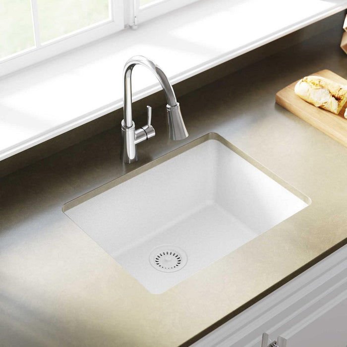 Elkay ELGU2522WH0 Quartz Classic 24-5/8" x 18-1/2" x 9-1/2", 1-Bowl Undermount Kitchen Sink, White