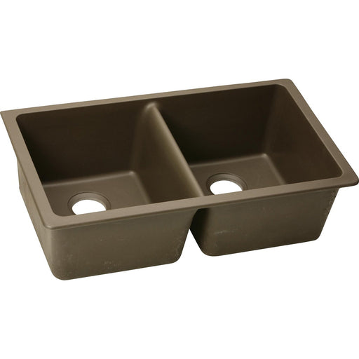Elkay ELGU3322MC0 Quartz Classic 33" x 18-1/2" x 9-1/2", Double Bowl Undermount Kitchen Sink, Mocha