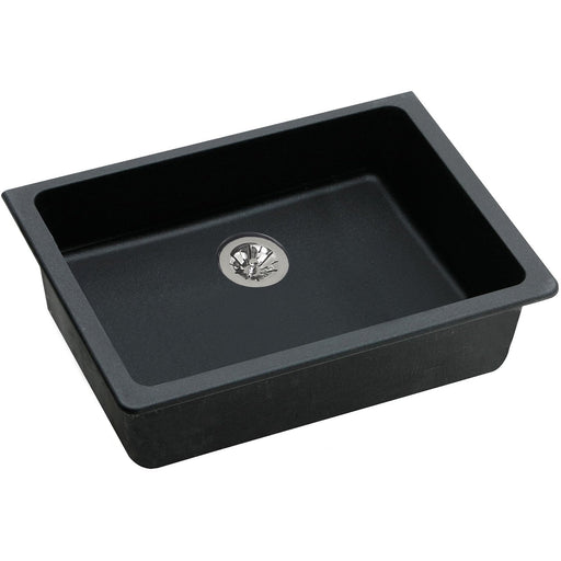Elkay ELGUAD2519PDBK0 Quartz Classic 25 x 18-1/2 x 5-1/2" Undermount Kitchen Sink, Perfect Drain, Black